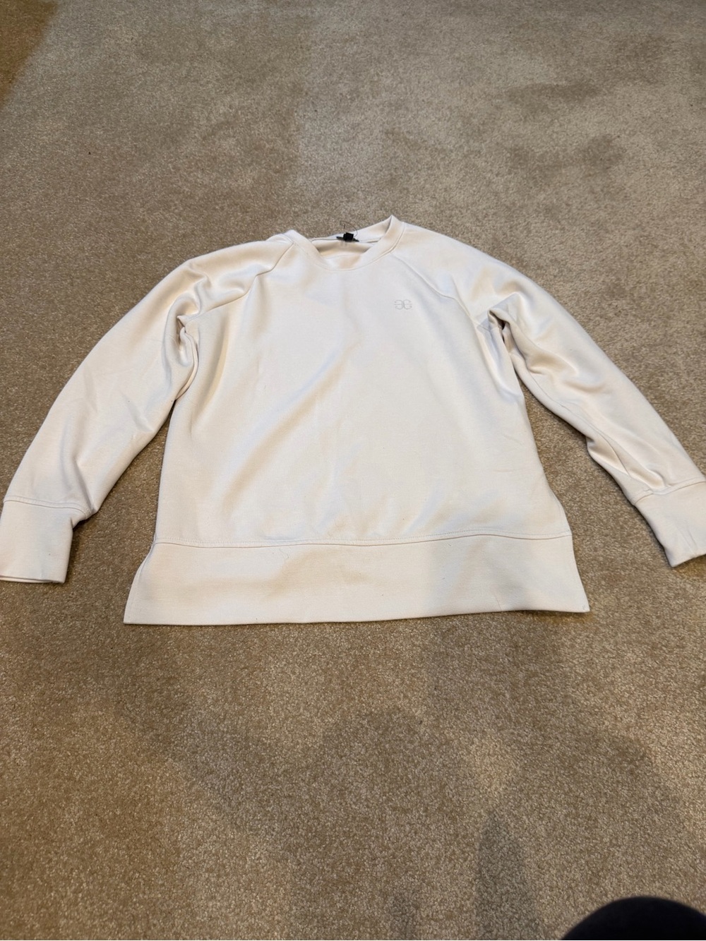 Express Women's Long Sleeve Crewneck Sweatshirt in Off-White/Cream Size XS